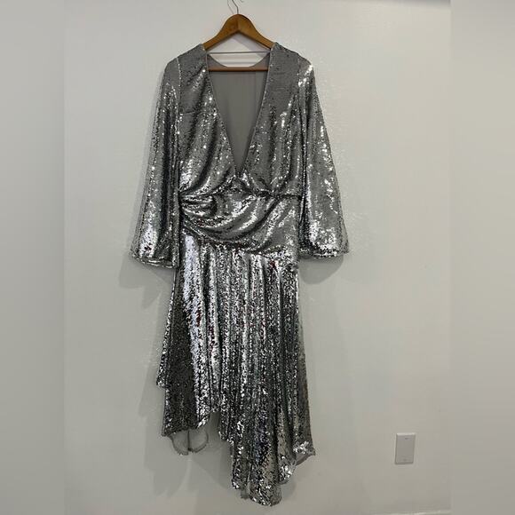 ASOS ARCHIVE Sequin Embellished Long Sleeve Dropped Waist Maxi Dress 0 - Picture 7 of 8